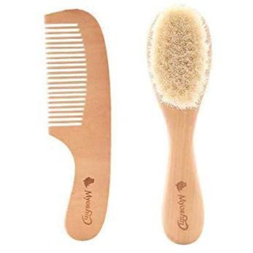 Shop Myoshin Wooden Baby Hair Brush Set With Natural Goat Hair Bristles |  Dragon Mart UAE