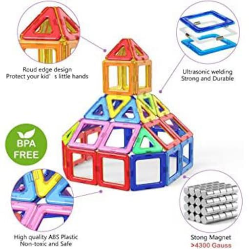 Shop Generic Numeo Building Blocks Set, 76 Pcs Mini Magnetic Tiles For Kids