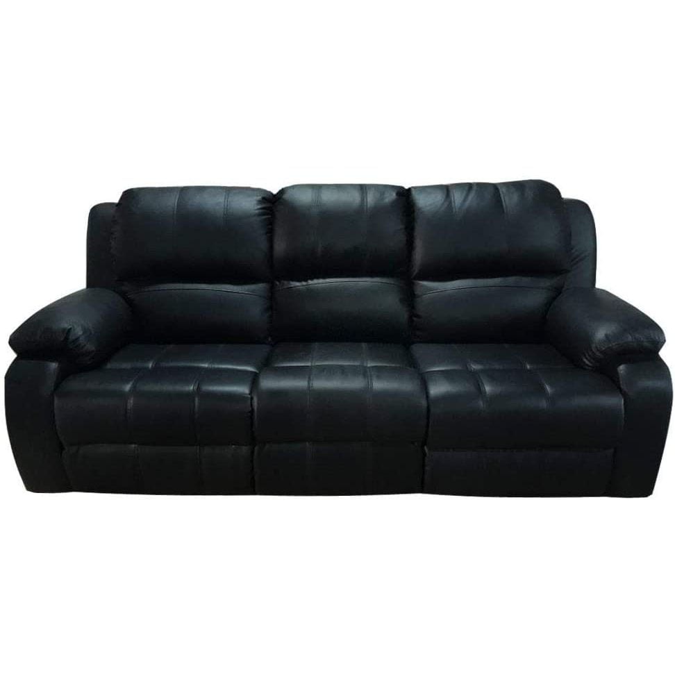 3 Seater Recliner Leather Sofa Black