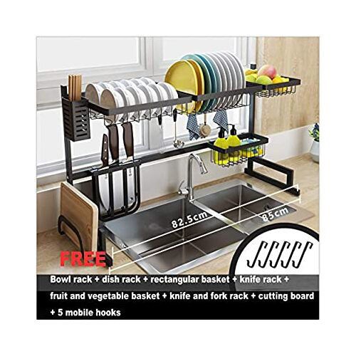 WHIFEA 2-Tier Stainless Steel Dish Drainer Rack Dish Rack