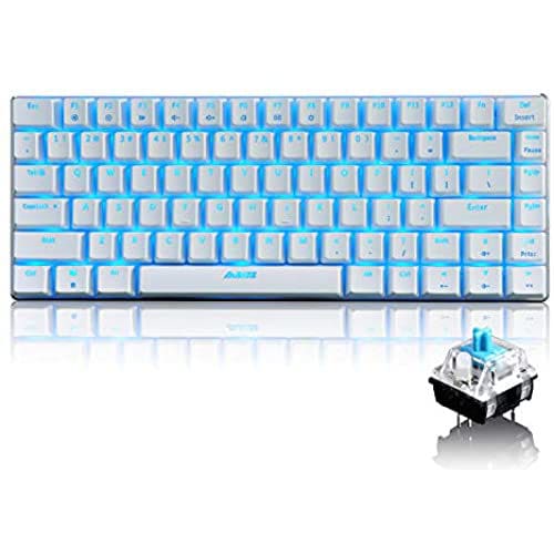 Shop Lexonelec Wired Gaming Keyboard Ajazz AK33 Blue LED Backlit, White