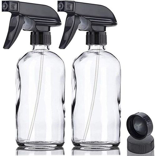 GLASS SPRAY BOTTLE 16 Oz Clear Bottle With Protective Silicone