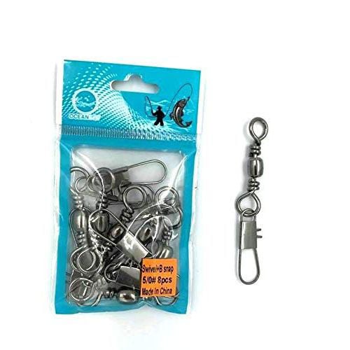 Shop Oceanfly Fishing Barrel Swivel with Snap - Grey, Pack of 8