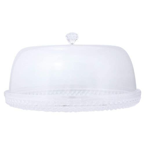 Cake Stand with Dome, Round Cake Plate with Acrylic Lid, Cake Holder with  Clear Plastic Cover and Wooden Top - Walmart.com