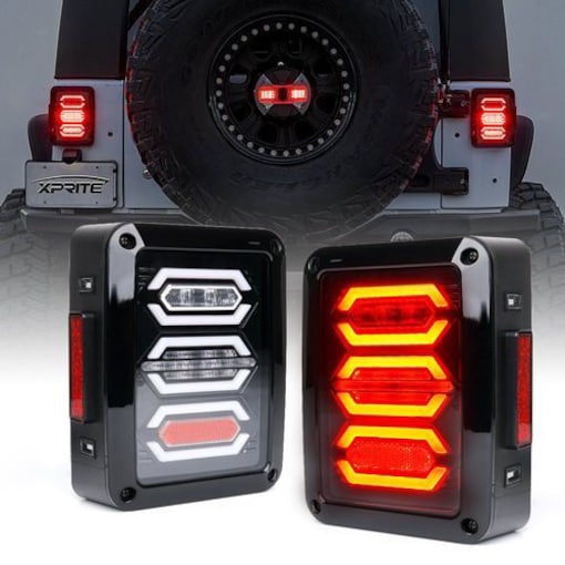 Shop Xprite G3 Diamond Series Clear LED Tail Brake Light for Jeep Wrangler  | Dragon Mart UAE