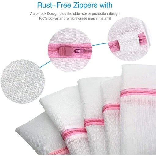 Compre 7pcs Elastic Mesh Laundry Bags Thicken Zipper Washing Bags