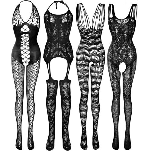 Women Sexy Hollow Bodysuit Transparent Body Stocking Mesh Lingerie Fishnet  Underwear Black Lingerie Set(style 6) price in UAE,  UAE