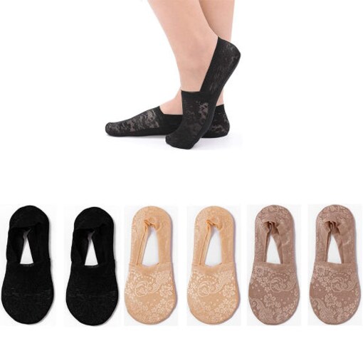 5Pair No Show Socks Womens Ultra Low Cut Liner Socks Non Slip
