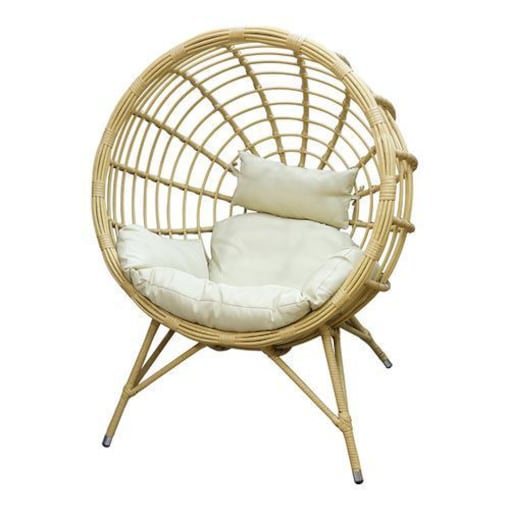 Round Rattan Chair With Cushion Khaki, Round Rattan Chair Cushions