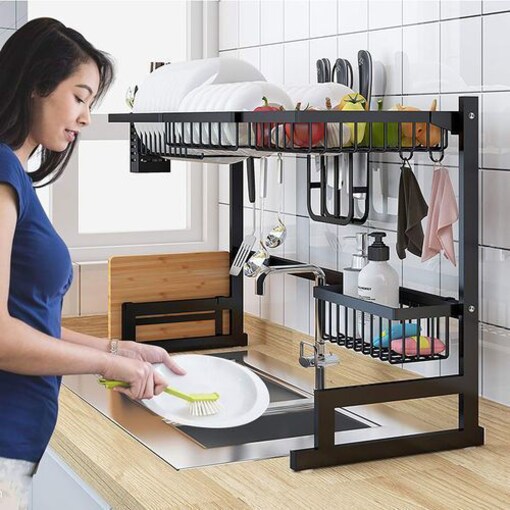 Whifea WHIFEA Dish Drying Rack, Kitchen Storage Shelf Over Sink