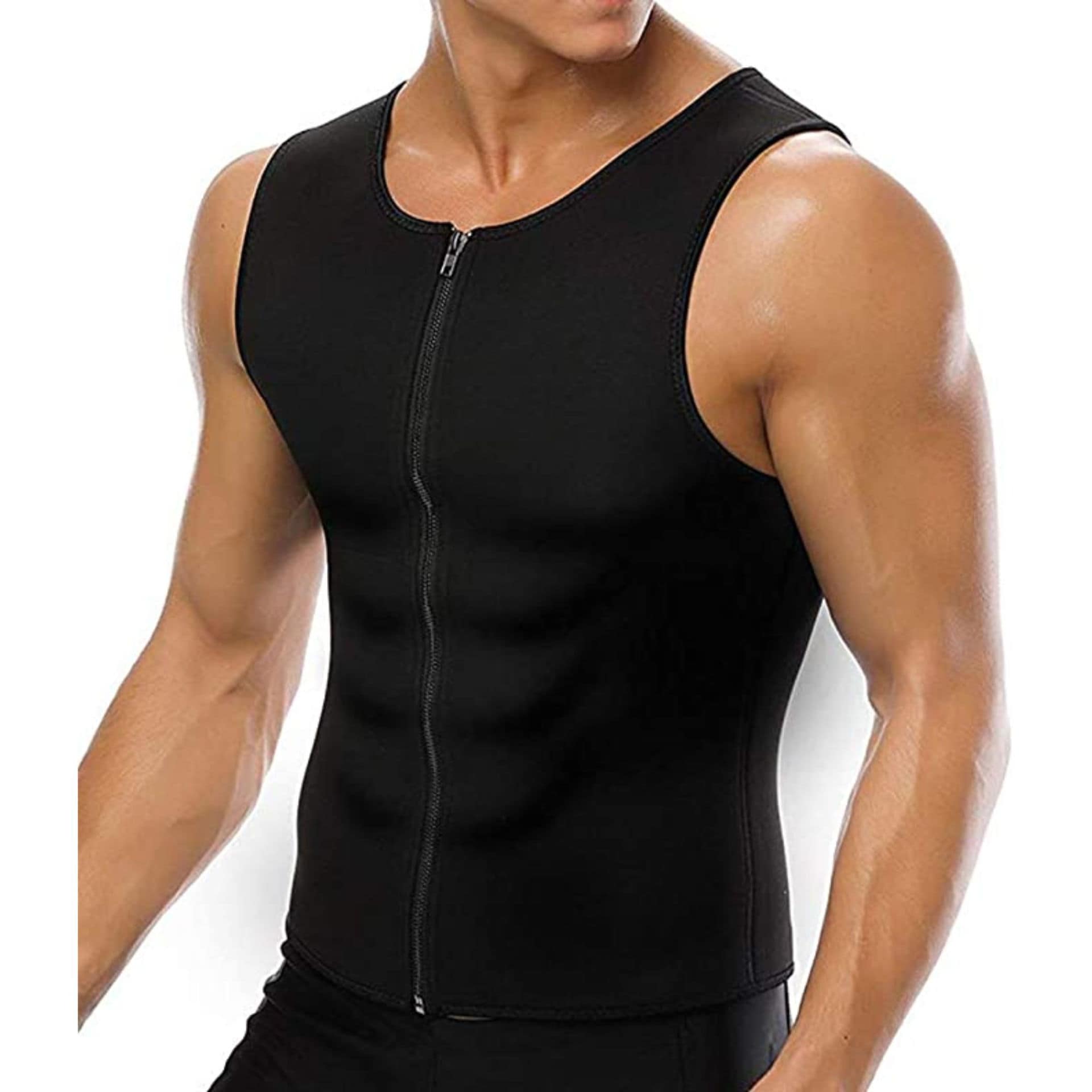 Shop Generic Hot Neoprene Body Shaper with Zipper Workout Shirt for Men's