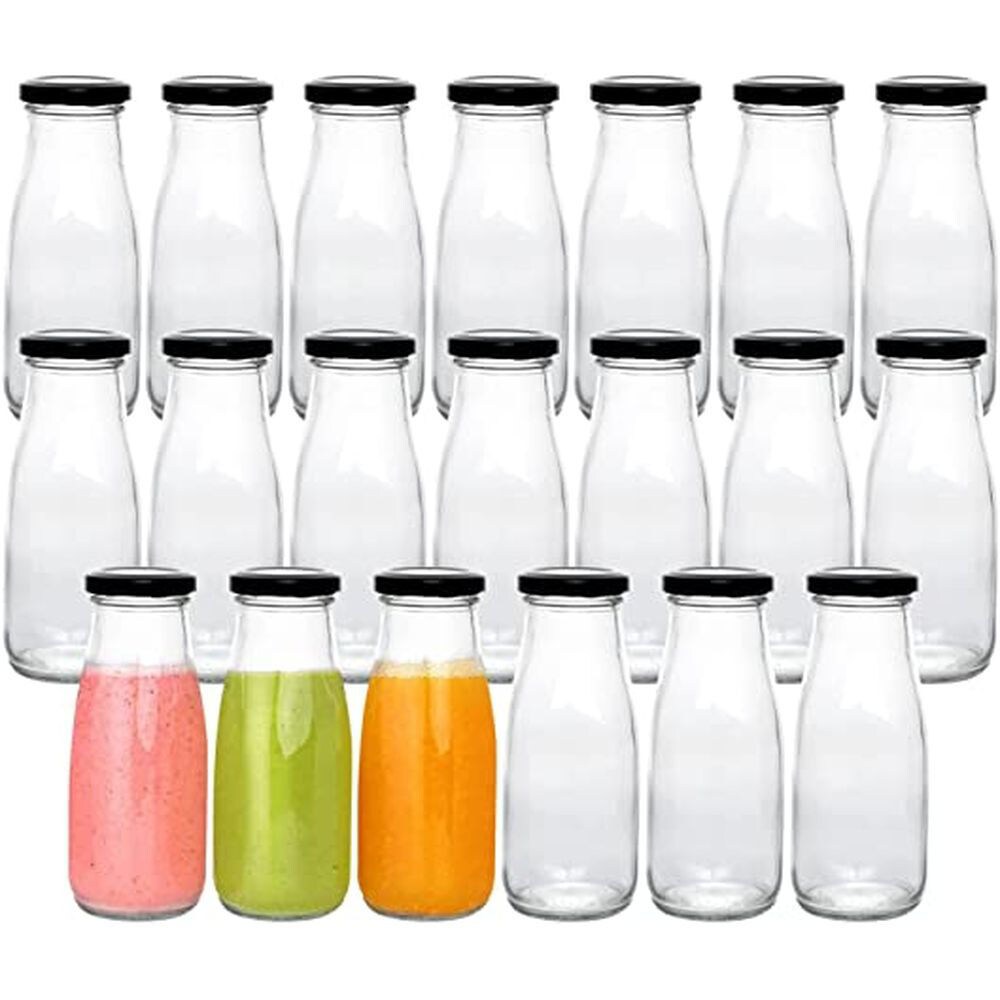  QAPPDA 12 oz Glass Bottles, Glass Milk Bottles with