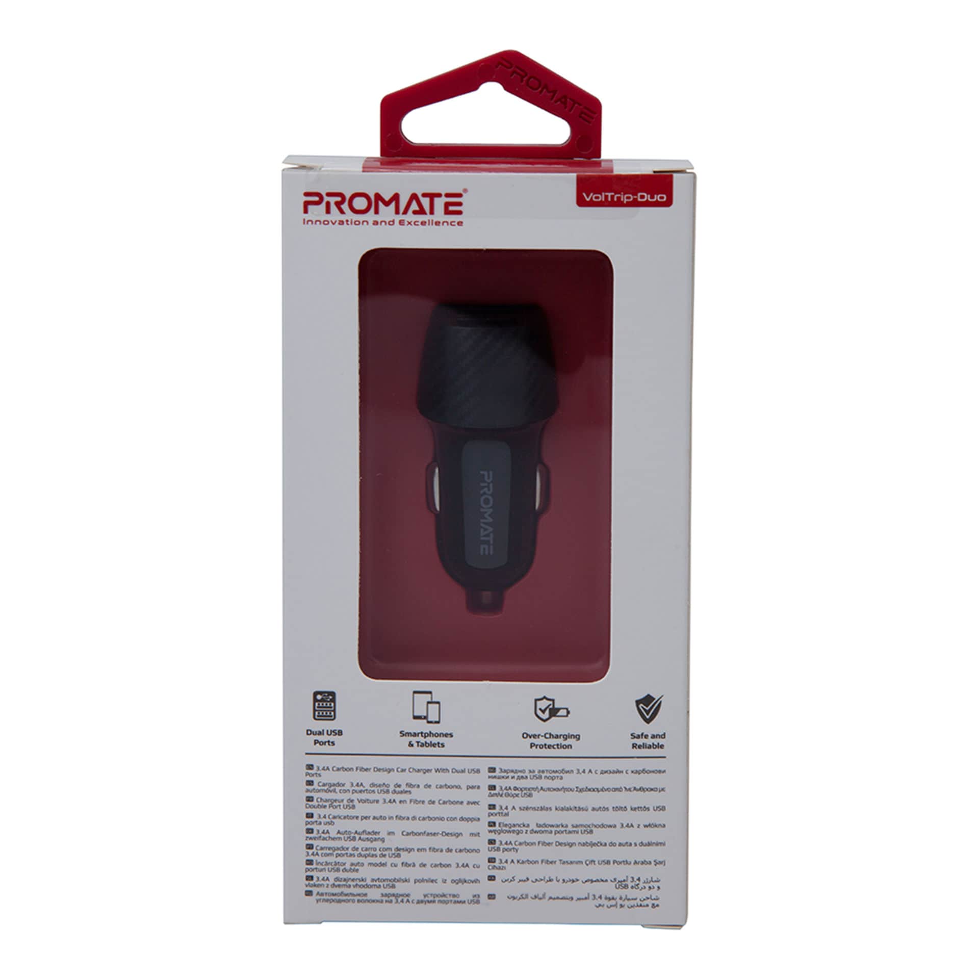 3.4A Car Charger With Dual USB Ports – Promate Technologies