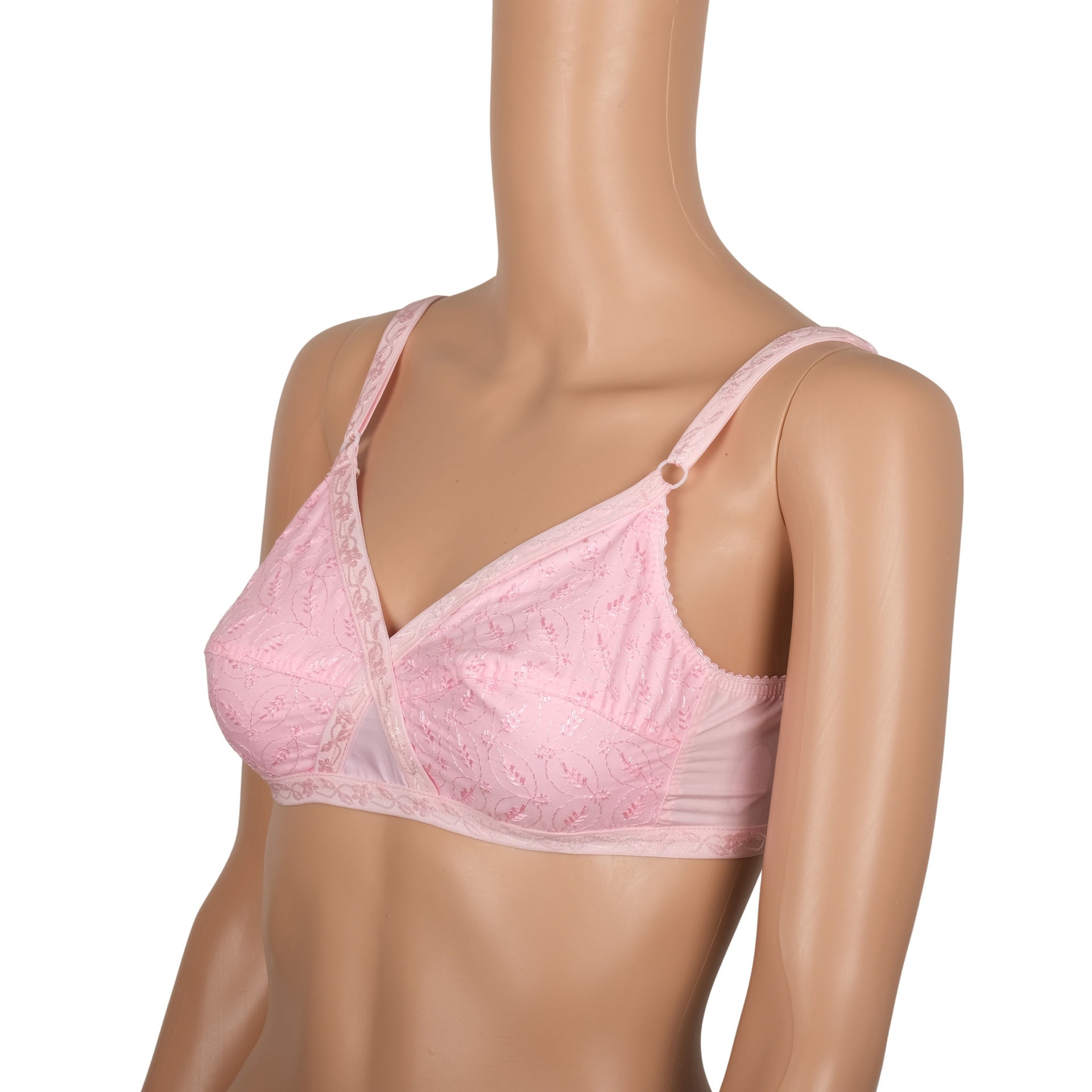 Buy Textured Padded Bra with Hook and Eye Closure