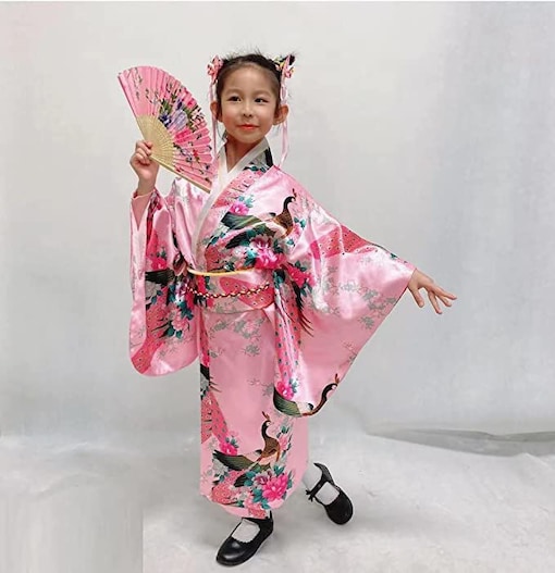 CRFASIBE Girls Kimono Yukata Japanese Traditional Dress Cosplay Costume |  