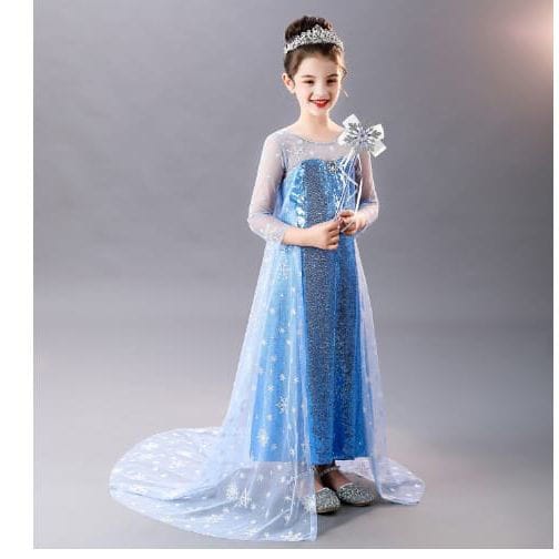Elsa Snow Queen With Gloves Wand Crown And Wig Accessories Frozen Fairy  Tale Kids Fancy Dress