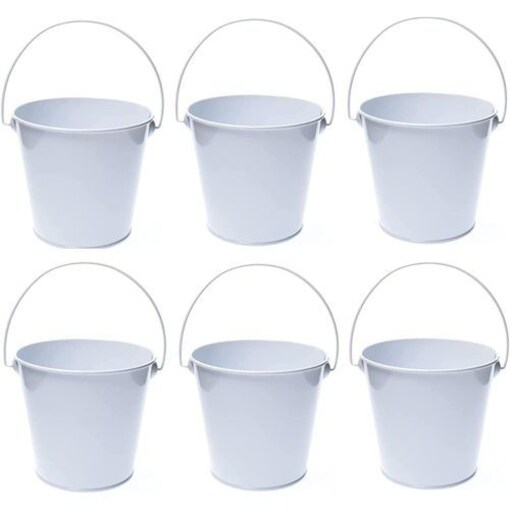 6Pcs Multi Colored Easter Plastic Buckets with Handles