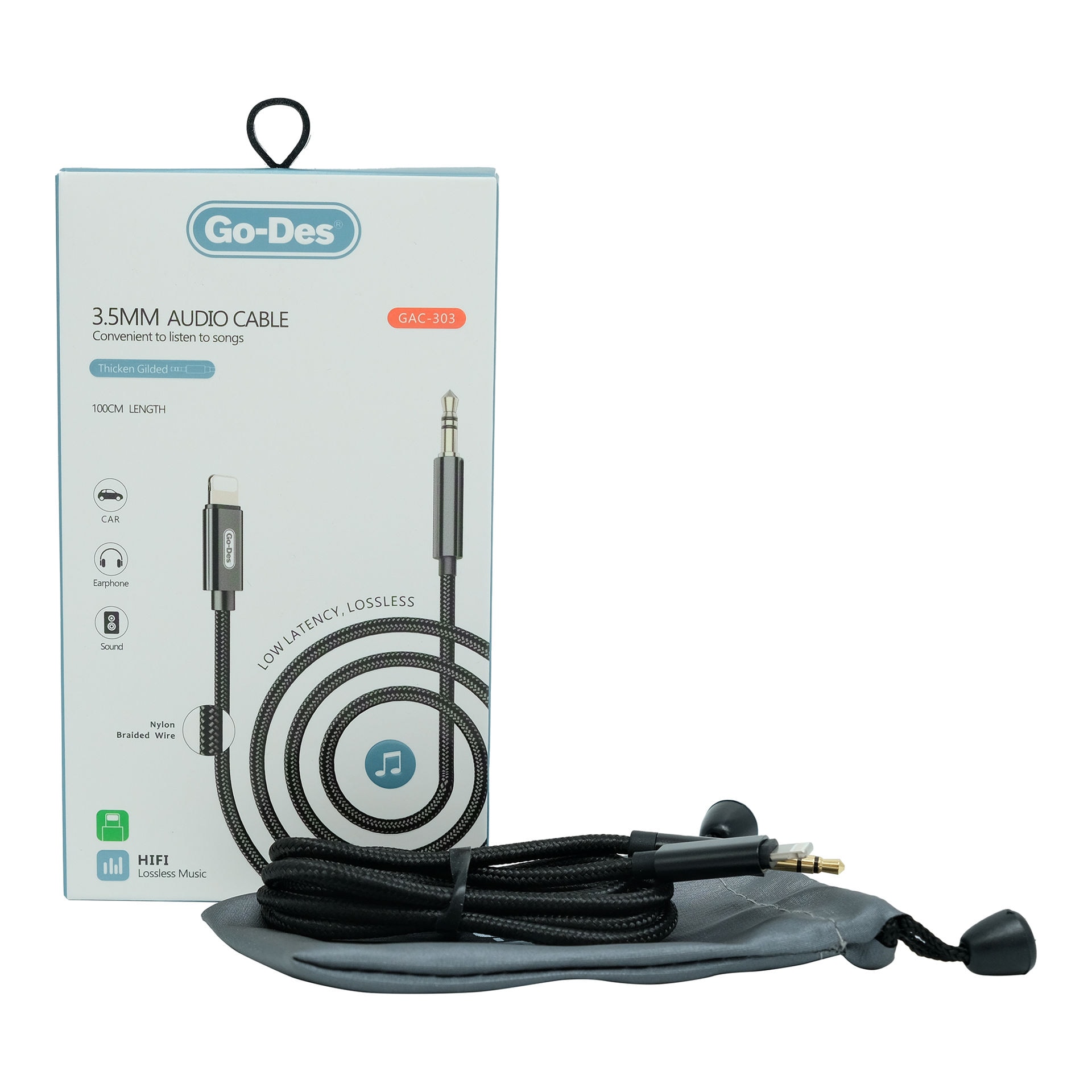 Shop Go-Des 3.5mm Aux Audio Cable Black 1M