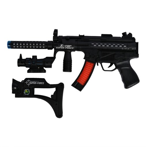 Pistola negra de juguete con luz y sonido / x-top / super-force – Joinet