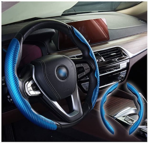 Shop Carbon Car Steering wheel Cover 15 - Sapphire Blue