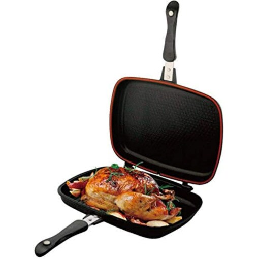 Buy Double Sided Grill Pan Black 40cm Online in Oman