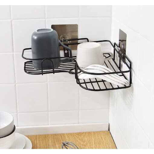 Elbourn Corner Shower Caddy, 2 Pack Stainless Steel Bathroom Shower Shelves  with Strong Adhesive, Shampoo Organizer and Storage, Black: Buy Online at  Best Price in UAE 