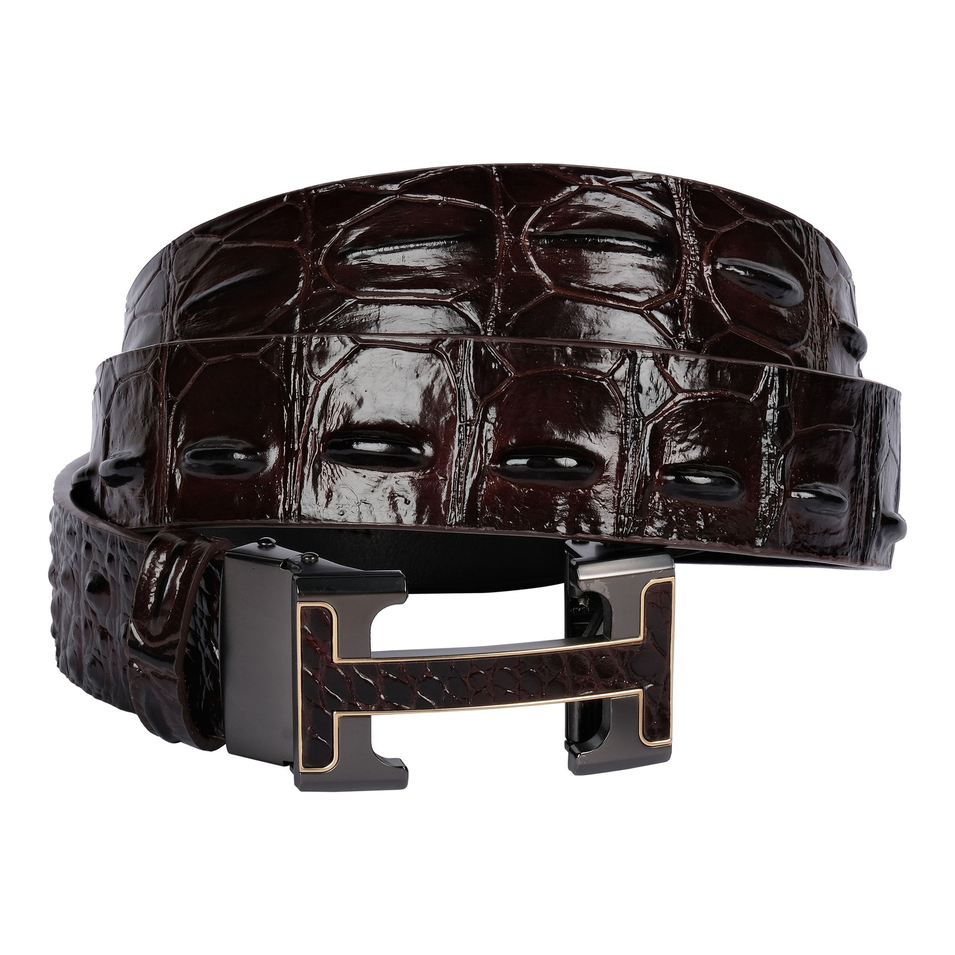 2pcs Men's Belt+Wallet Set New 024+E1019 Crocodile Gold Belt