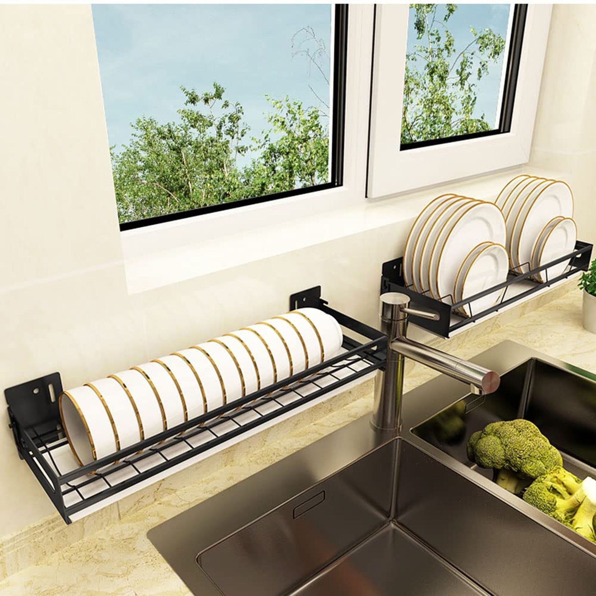 Shop GENERIC Stainless Steel Wall Mounted Dishes Bowls Plates Drying Rack