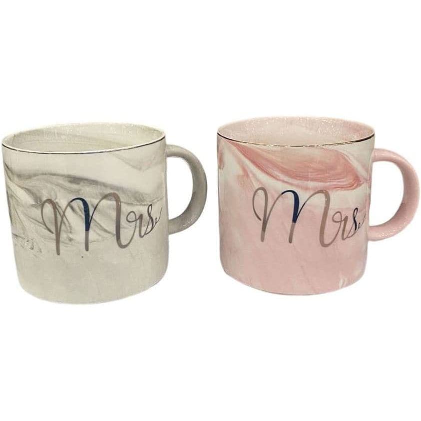 Shop HAPPY MOON Happy Moon Mr Mrs Printed Ceramic Mug, 700ml, Pink & Grey -  Set Of 2 Pcs