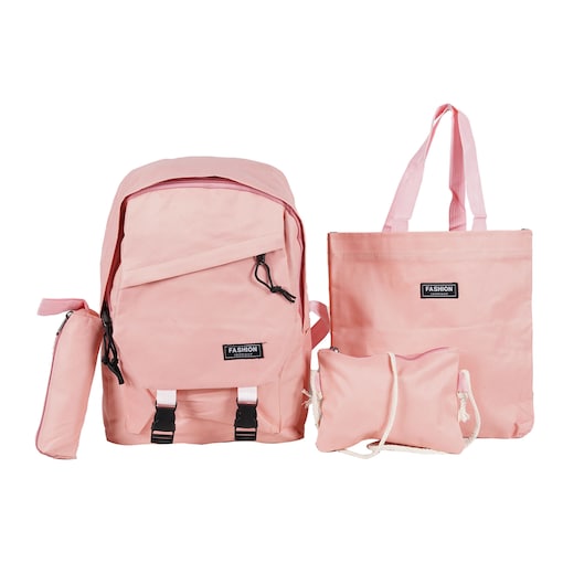 fashion-instinct-plain-design-unisex-school-backpack-4pcs-set-dark-peach