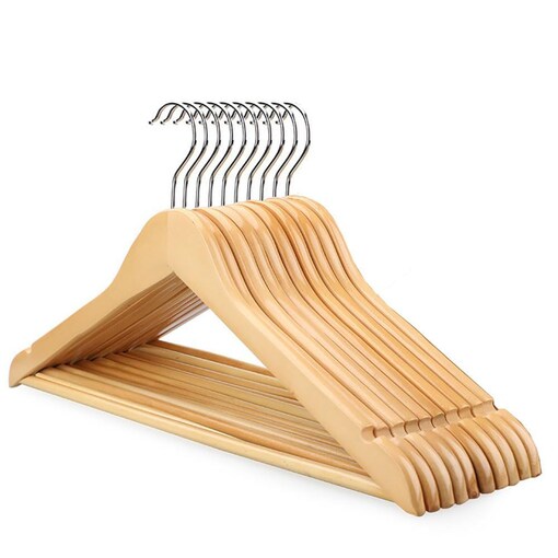 Non-slip Wooden Clothes Hangers Withe Grooves, Solid Wood Drying