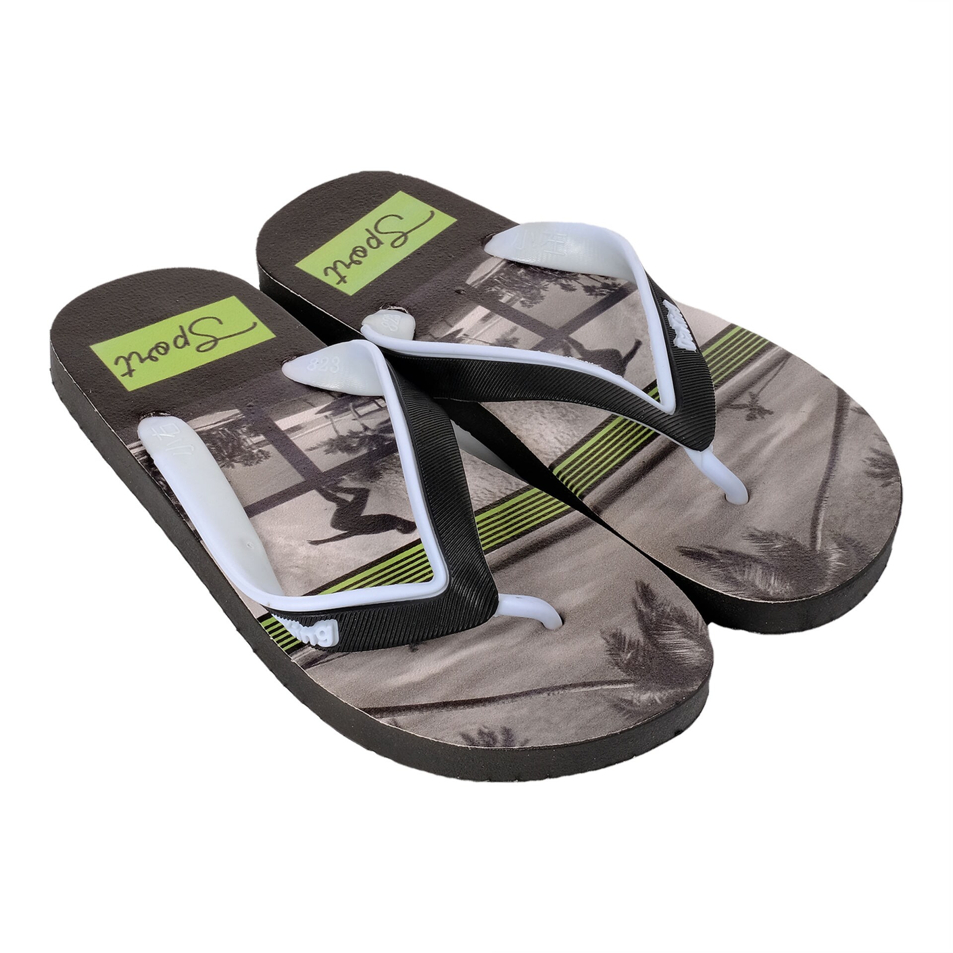 PVC Slide Slippers For Men - Black and White - SF 014
