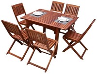 Picture of Yatai Acacia Wood Square Bistro Dining Table Set - 7 Pcs