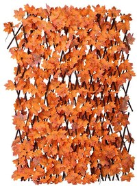 Picture of Yatai Bamboo Fence with Artificial Maple Leaves, Brown & Orange, 2 pcs