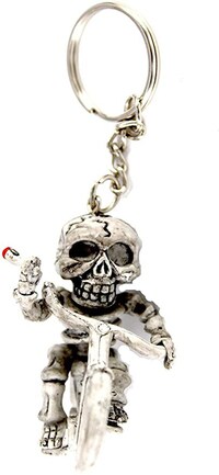 Picture of Keychain Skull Smoking Motorcycle Rider  Rubber