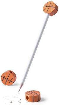 Picture of Wooden Pencil with Basket Ball Design 3 Erasers