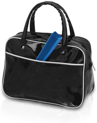 Picture of Bowling Bag In Glossy Black Pvc With White Piping