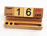 Picture of Wooden Block Desktop Calendar, With Pen Holder And Card Holder