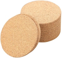 Picture of Wooden Cork Coasters Set, 10 Pieces, 10cm, Brown