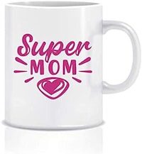 Picture of Super Mom Design Coffee Mug, 325 ml, White & Pink