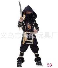 Picture of Boy Ninja Cosplay Costume Black 7-Piece Suit For Ages 3-10 (3-4 Years)