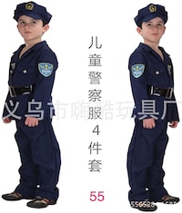Picture of Boy The Police Costume , In Blue Color 4 Times For 3 To 10 Yea Cosplay