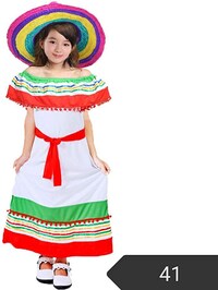 Picture of Girls Mexican Cosplay Costume Colorful Dress For Ages 3-10 (3-4 Years)