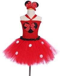 Picture of Girls' Minnie Mouse Fancy Dress Dance Costume With Headband Red&Black