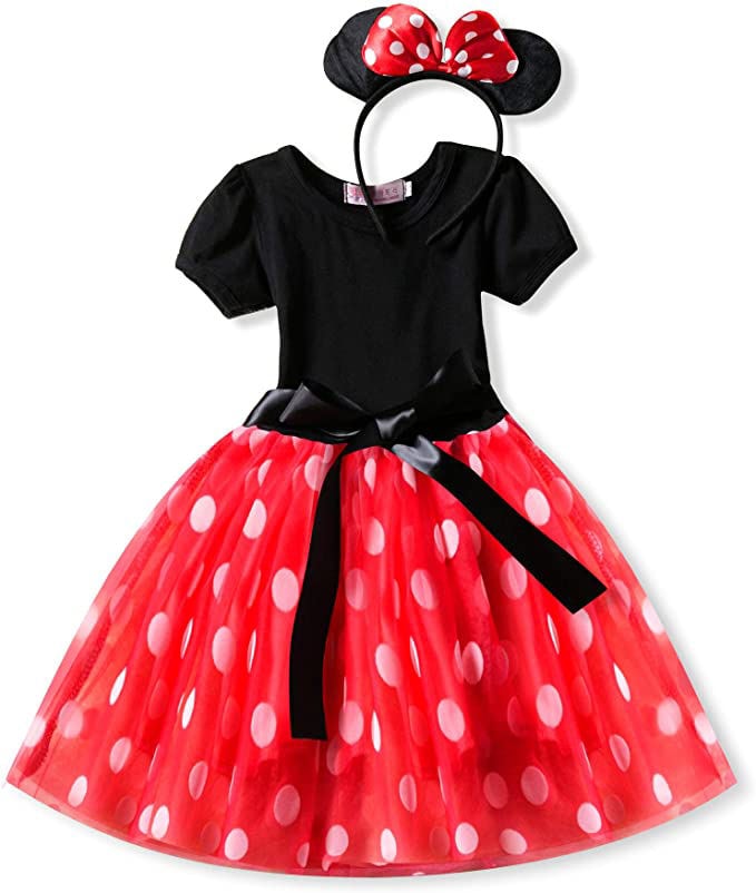 Shop Gaoshi Minnie Costume Baby Girl Dress Mouse Ear Headband Polka Dot ...
