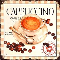 Picture of Cappuccino Coffee Beans - Dubai Retro Metal Plate Tin Sign