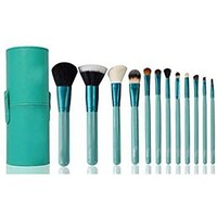 Picture of Makeup Brush Set with Leather Case, 12 pcs, Turquoise