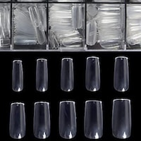 Picture of Clear Full Cover Nails - Fake Nails Square Shaped Acrylic Nails Btart