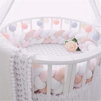 Picture of Braided  Hand Woven Baby Crib Bumper, 2M, Grey & Pink
