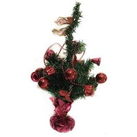Picture of Tabletop Mini Christmas Tree with Ornaments, Green & Red